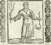 An illustration from Noua iconologia di Cesare Ripa perugino, caualier de SS. Mauritio & Lazzaro. Nella quale si descriuono diuerse imagini di virtù, vitij, affetti, passioni humane, arti, discipline, humori, elementi, corpi celesti, prouincie d'Italia, fiumi, tutte le parti del mondo, ed'altre infinite materie. Opera vtile ad oratori, predicatori, poeti, pittori, scultori, disegnatori, e ad'ogni studioso. Per inuentar concetti, emblemi, ed imprese, per diuisare qualsiuoglia apparato nuttiale, funerale, trionfale. Per rappresentar poemi drammatici, e per figurare co'suoi propij simboli ciò, che puo cadere in pensiero humano. Ampliata vltimamente dallo stesso auttore di trecento imagini, e arricchita di molti discorsi pieni di varia eruditione; con nuoui intagli, & con molti indici copiosi (1618)