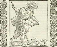 An illustration from Noua iconologia di Cesare Ripa perugino, caualier de SS. Mauritio & Lazzaro. Nella quale si descriuono diuerse imagini di virtù, vitij, affetti, passioni humane, arti, discipline, humori, elementi, corpi celesti, prouincie d'Italia, fiumi, tutte le parti del mondo, ed'altre infinite materie. Opera vtile ad oratori, predicatori, poeti, pittori, scultori, disegnatori, e ad'ogni studioso. Per inuentar concetti, emblemi, ed imprese, per diuisare qualsiuoglia apparato nuttiale, funerale, trionfale. Per rappresentar poemi drammatici, e per figurare co'suoi propij simboli ciò, che puo cadere in pensiero humano. Ampliata vltimamente dallo stesso auttore di trecento imagini, e arricchita di molti discorsi pieni di varia eruditione; con nuoui intagli, & con molti indici copiosi (1618)