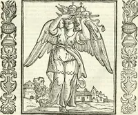 An illustration from Noua iconologia di Cesare Ripa perugino, caualier de SS. Mauritio & Lazzaro. Nella quale si descriuono diuerse imagini di virtù, vitij, affetti, passioni humane, arti, discipline, humori, elementi, corpi celesti, prouincie d'Italia, fiumi, tutte le parti del mondo, ed'altre infinite materie. Opera vtile ad oratori, predicatori, poeti, pittori, scultori, disegnatori, e ad'ogni studioso. Per inuentar concetti, emblemi, ed imprese, per diuisare qualsiuoglia apparato nuttiale, funerale, trionfale. Per rappresentar poemi drammatici, e per figurare co'suoi propij simboli ciò, che puo cadere in pensiero humano. Ampliata vltimamente dallo stesso auttore di trecento imagini, e arricchita di molti discorsi pieni di varia eruditione; con nuoui intagli, & con molti indici copiosi (1618)