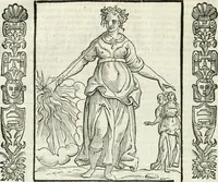 An illustration from Noua iconologia di Cesare Ripa perugino, caualier de SS. Mauritio & Lazzaro. Nella quale si descriuono diuerse imagini di virtù, vitij, affetti, passioni humane, arti, discipline, humori, elementi, corpi celesti, prouincie d'Italia, fiumi, tutte le parti del mondo, ed'altre infinite materie. Opera vtile ad oratori, predicatori, poeti, pittori, scultori, disegnatori, e ad'ogni studioso. Per inuentar concetti, emblemi, ed imprese, per diuisare qualsiuoglia apparato nuttiale, funerale, trionfale. Per rappresentar poemi drammatici, e per figurare co'suoi propij simboli ciò, che puo cadere in pensiero humano. Ampliata vltimamente dallo stesso auttore di trecento imagini, e arricchita di molti discorsi pieni di varia eruditione; con nuoui intagli, & con molti indici copiosi (1618)