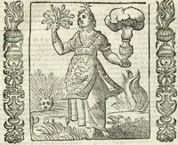 Picture 317 of 321 from Noua iconologia di Cesare Ripa perugino, caualier de SS. Mauritio & Lazzaro. Nella quale si descriuono diuerse imagini di virtù, vitij, affetti, passioni humane, arti, discipline, humori, elementi, corpi celesti, prouincie d'Italia, fiumi, tutte le parti del mondo, ed'altre infinite materie. Opera vtile ad oratori, predicatori, poeti, pittori, scultori, disegnatori, e ad'ogni studioso. Per inuentar concetti, emblemi, ed imprese, per diuisare qualsiuoglia apparato nuttiale, funerale, trionfale. Per rappresentar poemi drammatici, e per figurare co'suoi propij simboli ciò, che puo cadere in pensiero humano. Ampliata vltimamente dallo stesso auttore di trecento imagini, e arricchita di molti discorsi pieni di varia eruditione; con nuoui intagli, & con molti indici copiosi (1618), leaf 689