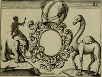 An illustration from Nouveau livre de differens cartouches, couronnes, casques, supports et tenans (1685)