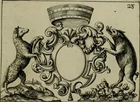 An illustration from Nouveau livre de differens cartouches, couronnes, casques, supports et tenans (1685)