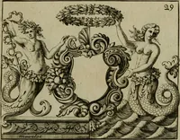 An illustration from Nouveau livre de differens cartouches, couronnes, casques, supports et tenans (1685)
