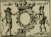An illustration from Nouveau livre de differens cartouches, couronnes, casques, supports et tenans (1685)