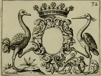 An illustration from Nouveau livre de differens cartouches, couronnes, casques, supports et tenans (1685)