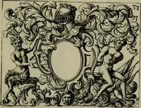 An illustration from Nouveau livre de differens cartouches, couronnes, casques, supports et tenans (1685)