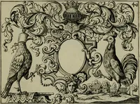 An illustration from Nouveau livre de differens cartouches, couronnes, casques, supports et tenans (1685)
