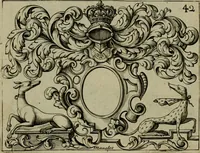 Picture 42 of 44 from Nouveau livre de differens cartouches, couronnes, casques, supports et tenans (1685), leaf 134