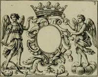 An illustration from Nouveau livre de differens cartouches, couronnes, casques, supports et tenans (1685)