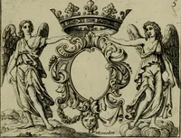 An illustration from Nouveau livre de differens cartouches, couronnes, casques, supports et tenans (1685)