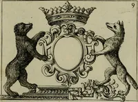 An illustration from Nouveau livre de differens cartouches, couronnes, casques, supports et tenans (1685)