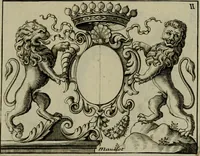 An illustration from Nouveau livre de differens cartouches, couronnes, casques, supports et tenans (1685)
