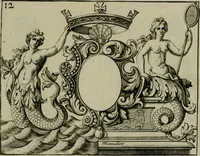 An illustration from Nouveau livre de differens cartouches, couronnes, casques, supports et tenans (1685)