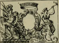 An illustration from Nouveau livre de differens cartouches, couronnes, casques, supports et tenans (1685)