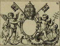 An illustration from Nouveau livre de differens cartouches, couronnes, casques, supports et tenans (1685)
