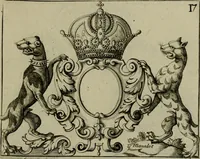 An illustration from Nouveau livre de differens cartouches, couronnes, casques, supports et tenans (1685)