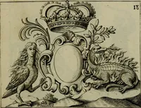 An illustration from Nouveau livre de differens cartouches, couronnes, casques, supports et tenans (1685)
