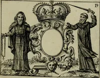 An illustration from Nouveau livre de differens cartouches, couronnes, casques, supports et tenans (1685)