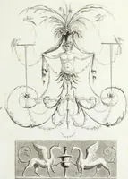 An illustration from Nouvelle collection d'arabesques, propres à la décoration des appartemens : dessinées à Rome par Lavallée Poussin et autres célèbres artistes modernes, et gravées par Guyot : précédée d'une notice historique sur le genre arabesque et d'une explication raisonnée des planches de la collection (1810)