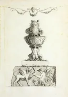 An illustration from Nouvelle collection d'arabesques, propres à la décoration des appartemens : dessinées à Rome par Lavallée Poussin et autres célèbres artistes modernes, et gravées par Guyot : précédée d'une notice historique sur le genre arabesque et d'une explication raisonnée des planches de la collection (1810)