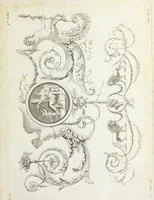 An illustration from Nouvelle collection d'arabesques, propres à la décoration des appartemens : dessinées à Rome par Lavallée Poussin et autres célèbres artistes modernes, et gravées par Guyot : précédée d'une notice historique sur le genre arabesque et d'une explication raisonnée des planches de la collection (1810)