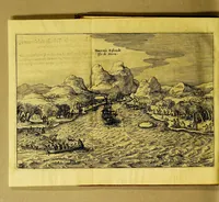 An illustration from Novi freti, a parte meridionali freti Magellanici, in Magnum Mare Australe detectio. : Facta laboriosissimo & periculosissimo itinere à Guilielmo Cornelij Schoutenio Hornano, annis 1615, 1616, & 1617, totum orbem terrarum circumnavigante (1619)