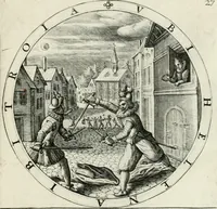 Picture 33 of 109 from Nucleus emblematum selectissimorum : quae Itali vulgo impresas vocant : priuata industria, studio singulari, vndiq[ue] conquisitus, non paucis venustis inuentionibus auctus, additis carminib[us] illustratus (1611), leaf 106