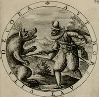 Picture 101 of 103 from Nucleus emblematum selectissimorum : quae Itali vulgo impresas vocant priuata industria studio singulari, vndiq[e] conquisitus, non paucis venustis inuentionibus auctus, additis carminib[us] illustratus (1611), leaf 208