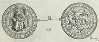 An illustration from Numismata. A discourse of medals, antient and modern. Together with some account of heads and effigies of illustrious, and famous persons, in sculps and tailledouce, of whom we have no medals extant; and of the use to be derived from them. To which is added a digression concerning physiognomy (1697)