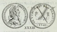 An illustration from Numismata. A discourse of medals, antient and modern. Together with some account of heads and effigies of illustrious, and famous persons, in sculps and tailledouce, of whom we have no medals extant; and of the use to be derived from them. To which is added a digression concerning physiognomy (1697)