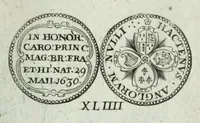 An illustration from Numismata. A discourse of medals, antient and modern. Together with some account of heads and effigies of illustrious, and famous persons, in sculps and tailledouce, of whom we have no medals extant; and of the use to be derived from them. To which is added a digression concerning physiognomy (1697)