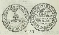 Picture 38 of 71 from Numismata. A discourse of medals, antient and modern. Together with some account of heads and effigies of illustrious, and famous persons, in sculps and tailledouce, of whom we have no medals extant; and of the use to be derived from them. To which is added a digression concerning physiognomy (1697), leaf 134