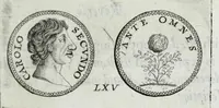 Picture 46 of 71 from Numismata. A discourse of medals, antient and modern. Together with some account of heads and effigies of illustrious, and famous persons, in sculps and tailledouce, of whom we have no medals extant; and of the use to be derived from them. To which is added a digression concerning physiognomy (1697), leaf 145