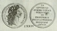 An illustration from Numismata. A discourse of medals, antient and modern. Together with some account of heads and effigies of illustrious, and famous persons, in sculps and tailledouce, of whom we have no medals extant; and of the use to be derived from them. To which is added a digression concerning physiognomy (1697)