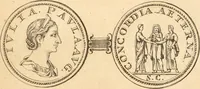 An illustration from Numismata imperatorum romanorum praestantiora a Julio Caesare ad Postumum usque per Joannem Vaillant (1743)