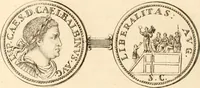 An illustration from Numismata imperatorum romanorum praestantiora a Julio Caesare ad Postumum usque per Joannem Vaillant (1743)