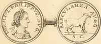 An illustration from Numismata imperatorum romanorum praestantiora a Julio Caesare ad Postumum usque per Joannem Vaillant (1743)