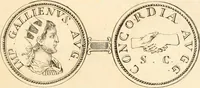 An illustration from Numismata imperatorum romanorum praestantiora a Julio Caesare ad Postumum usque per Joannem Vaillant (1743)