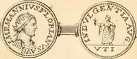 An illustration from Numismata imperatorum romanorum praestantiora a Julio Caesare ad Postumum usque per Joannem Vaillant (1743)