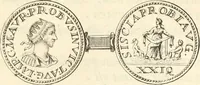 An illustration from Numismata imperatorum romanorum praestantiora a Julio Caesare ad Postumum usque per Joannem Vaillant (1743)