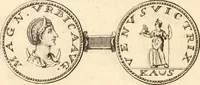An illustration from Numismata imperatorum romanorum praestantiora a Julio Caesare ad Postumum usque per Joannem Vaillant (1743)