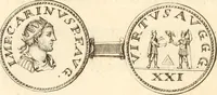 An illustration from Numismata imperatorum romanorum praestantiora a Julio Caesare ad Postumum usque per Joannem Vaillant (1743)