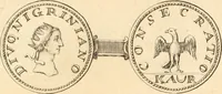 An illustration from Numismata imperatorum romanorum praestantiora a Julio Caesare ad Postumum usque per Joannem Vaillant (1743)
