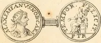 An illustration from Numismata imperatorum romanorum praestantiora a Julio Caesare ad Postumum usque per Joannem Vaillant (1743)