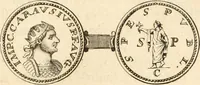 An illustration from Numismata imperatorum romanorum praestantiora a Julio Caesare ad Postumum usque per Joannem Vaillant (1743)