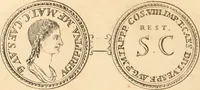 An illustration from Numismata imperatorum romanorum praestantiora a Julio Caesare ad Postumum usque per Joannem Vaillant (1743)
