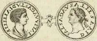 An illustration from Numismata imperatorum romanorum praestantiora a Julio Caesare ad Postumum usque per Joannem Vaillant (1743)