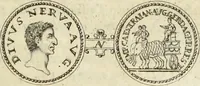 An illustration from Numismata imperatorum romanorum praestantiora a Julio Caesare ad Postumum usque per Joannem Vaillant (1743)