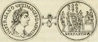 An illustration from Numismata imperatorum romanorum praestantiora a Julio Caesare ad Postumum usque per Joannem Vaillant (1743)